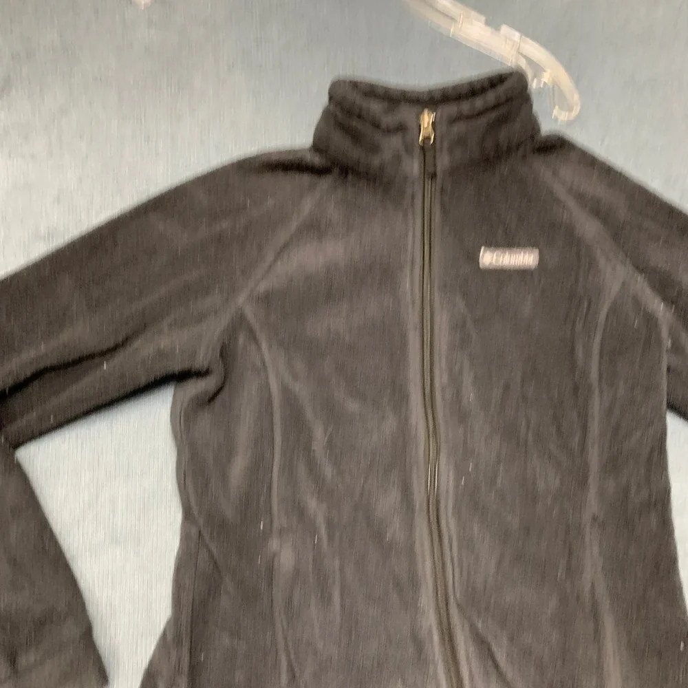 Columbia Sportswear Company Fleece Jacket Girls Large Black Full Zip Mock Neck